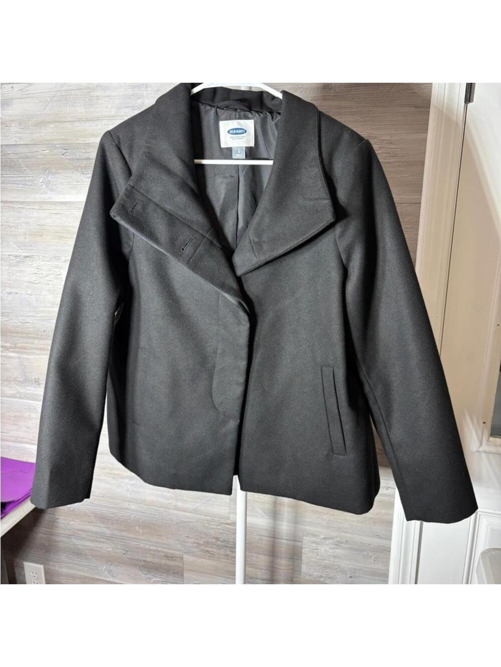 Old Navy Black Polyester Blend Women's Coat Jacket Large 950